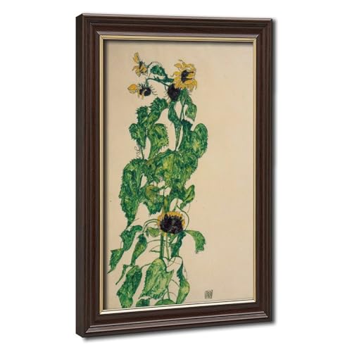 Impression sur toile haut de gamme de Tournesols d'Egon Schiele cadre inclus