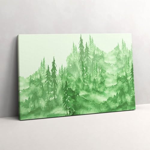 Tableaux 60x40cm Nature peinte, forêt verte Wallfluent Décoration Murale
