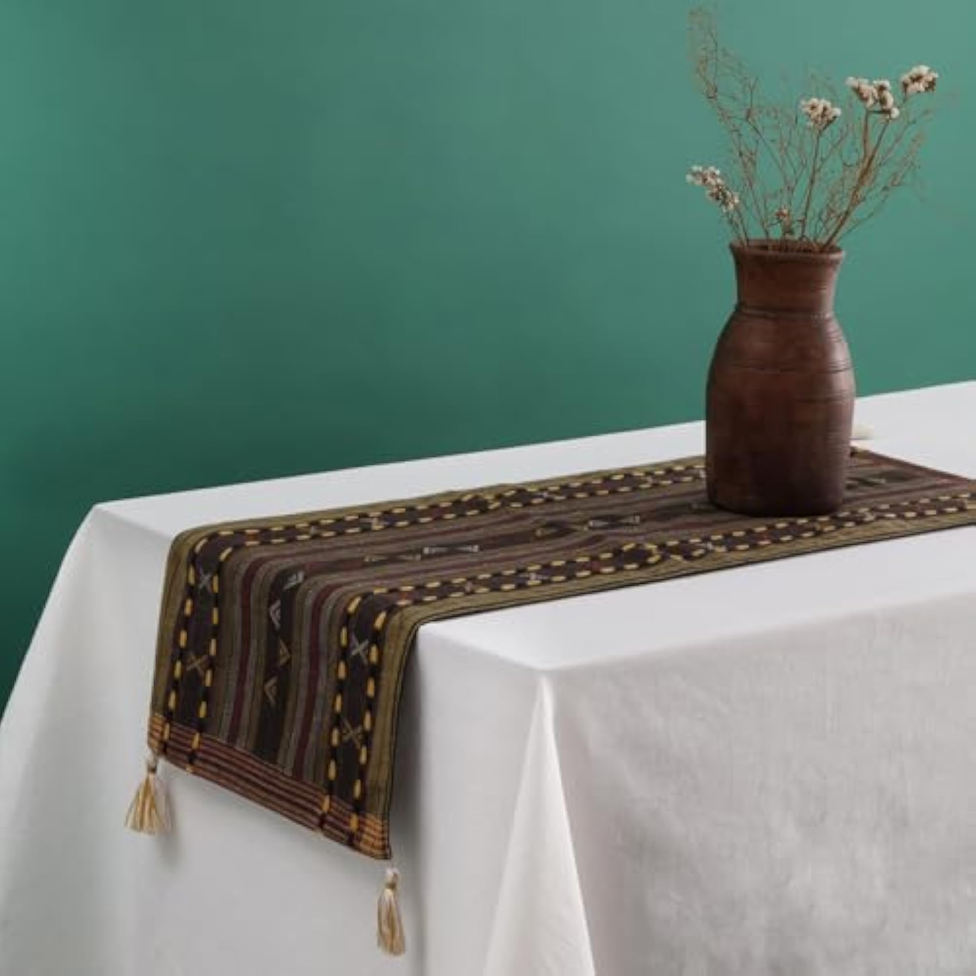 Handwoven Cotton Table Runner for 4 Seater Dining Tables