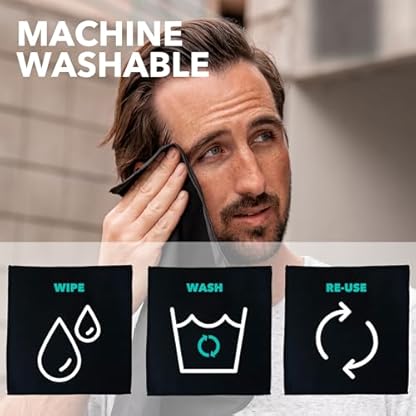 SweatBlock Microfiber Sweat Absorbing Handkerchiefs for Men and Women 10x10 Inch 5 Pack Black Reusable Machine Washable Towels for Face Body Gym Sports Travel or Daily Use Lightweight and Durable - Image 7