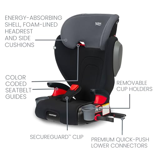 Britax Highpoint - Asiento Elevador Sin Espaldar SafeWash, Negro