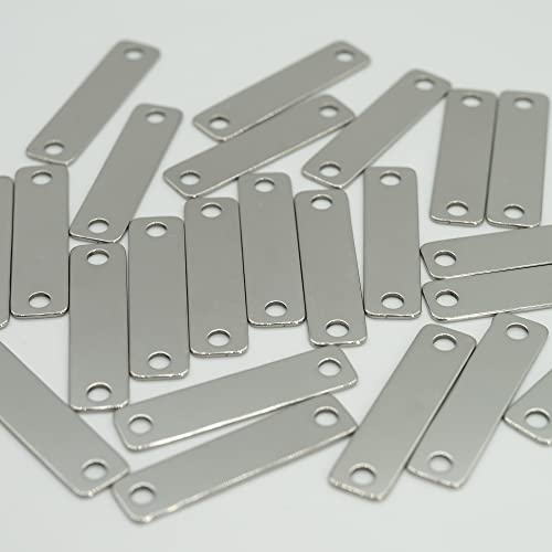 StayMax Metall-Gravurrohlinge, Stempelrohlinge, 304 Edelstahl, rechteckige Blanko-Tags mit 2 Löchern, 25 Stück, 4 cm x 1 cm
