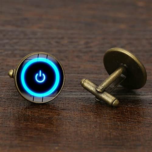 Heren Power Button Schakelaar Shirt Manchetknopen Creatieve Power Key Knop Schakelaar Digitale Lens Game Manchetknopen (Metalen kleur: zwart) - Image 7