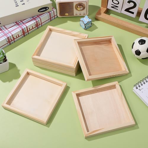 NUOBESTY Toyvian 6-Teiliges Holztablett Set, Rechteckig, Naturholz, Multifunktional Für Snacks, Obst, Basteln, Heimdekoration, 12X12X1.2Cm