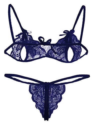 Image of Xs and Os Lace Bra Panty Peek-A-Boo Lingerie Set