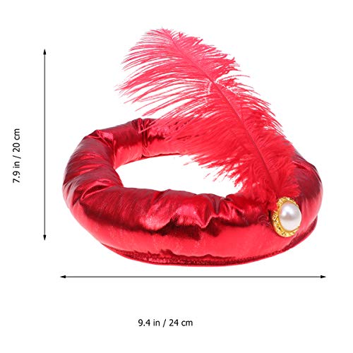 BESTOYARD Chapéu de Halloween do reis do Sultão Índico Chapéu Príncipe Árabe Decoração de Penas para