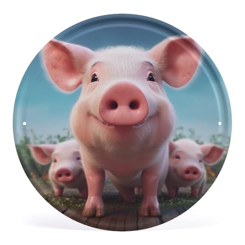 Animal amusant sur image murale ronde en fer pour cuisine et bureau
