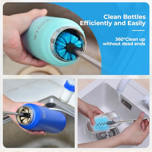 5 Pack Bottle Cleaner Brush, 15 Inches Stainless Steel Long Handle Baby Bottle Scrub Cleaning Brushes with Straw Cleaner Brush for Sports Water Bottle, Cups, Coffee Mugs, Glasswares — view 4