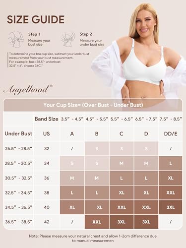 Image of Angelhood 3 Pack Nursing Bras for Breastfeeding Seamless Pregnancy Maternity Bra Wireless Sleep Bralette with Extenders