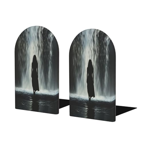 Buchstützen mit weiblicher Silhouette, Wasserfall, für Regale, 2 Stück, Holz-Buchstopper, Organizer für Zuhause, Büro, Bibliotheken Buchstützen mit weiblicher Silhouette, Wasserfall, für Regale, 2 Stück, Holz-Buchstopper, Organizer für Zuhause, Büro, Bibliotheken