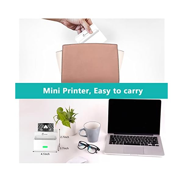 Buyounger Mini Drucker Mobiler Fotodrucker für Smartphone Multifunktionsgerät Bluetooth Drucker Klein Handy Sticker… – Bild 6
