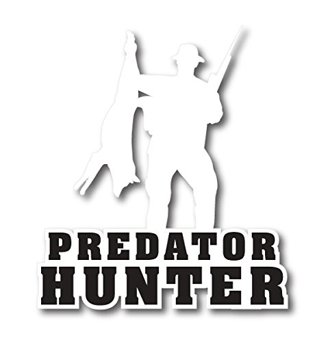 BOLDERGRAPHX 6163 Predator Hunter Decal with A Silhouette of A Man and A Coyote 5"
