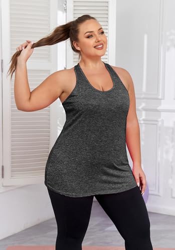 Image of ForHailey Women's Plus Size Cross Back Workout Tank Tops Athletic Shirts