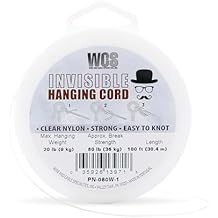 Invisible Hanging Cord Clear Nylon String for Decorations, Heavy Duty Transparent Hanging Wire Supports Up to 20 lb Picture Weight, 80 lb Break Strength, 100 ft Clear Cord for Frames, Displays & Decor