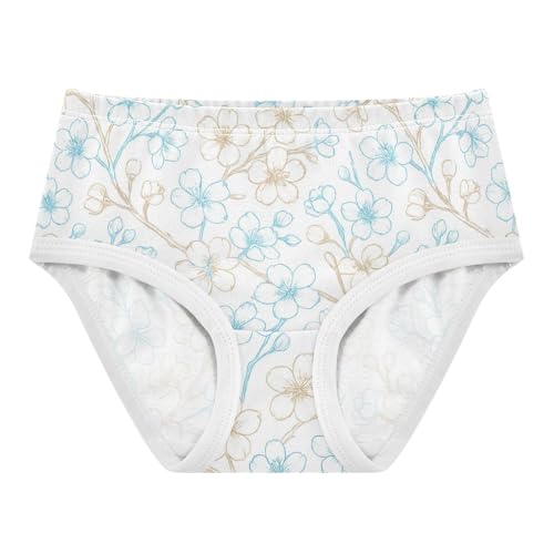 Joisal Girls Underwear Toddlers 2t Cotton Panties for Girl Cartoon Undies Kids Briefs Blue Brown Flowers White