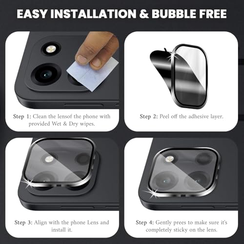 Image of FabeKee Camera Lens Protectors for OnePlus Nord 6 Tough HD Individual Aluminum Alloy Lens Ring Cover, Scratch Resistant, Full Lens Cover| Black