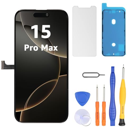 LL TRADER Screen Replacement for iPhone 15 pro max 6.7 LCD Retina FHD Display COF Touch Screen Digitizer with Repair Tool Kits Waterproof Tape Screen Protector (Truetone programable) 2026 new