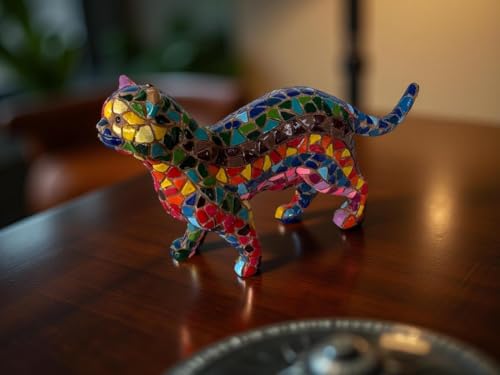 Idée cadeau chat Barcino Designs statuette mosaïque Ole colorée 11cm - 3