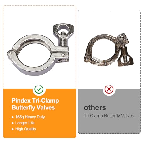 Válvula de mariposa de tres abrazaderas Pindex de 3,8 cm para elaboración de cerveza casera 3