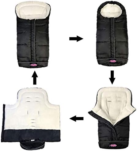 Weather Proof Oudtoor Walking Universal Stroller Bunting Bag with Reflective Strips,Multi-Zippers,Central and Feet Area Opens,Easy for Baby in&Out&Temperature Regulation Footmuff for Stroller,Black - 1