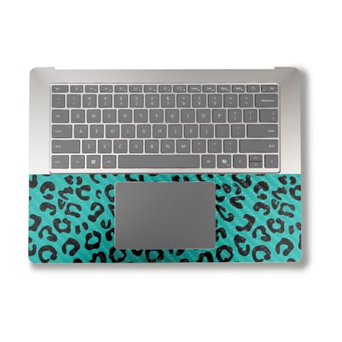 Image of Carbon Fiber Laptop Skin Compatible with Surface Laptop 7 15 inch (2024) - Teal Leopard - Premium 3M Vinyl Protective Wrap Decal Cover - Easy to Apply | Crafted in The USA by MightySkins