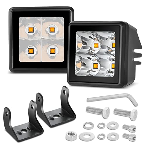 2 Inch Amber Led Pods With Nylon Wiring Harness Kits, Swatow Industries 2Pcs Mini Led Cube Lights With Wiring Hraness Waterproof Fog Light Bar For Golf Cart Jeep Ford Tam Truck Utv Boat #TOP1