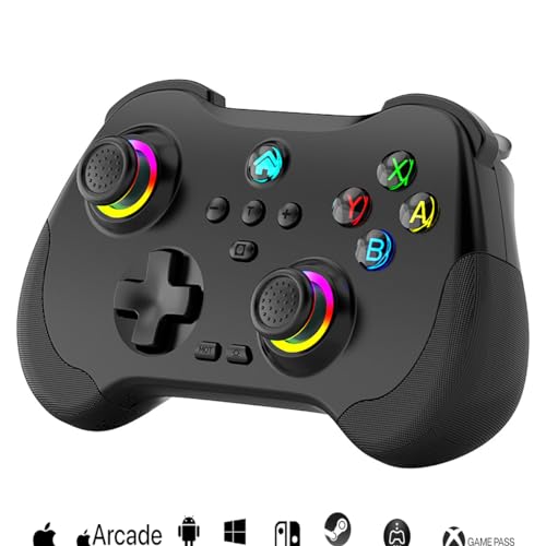 Megadream Wireless Gaming Controller for Switch/IOS/Android/PS4, Dual Shock Gamepad Joystick Support Turbo, Macro,Gyro Axis, Wake-Up, Hall Effect Joysticks, Support Streaming on PS5/Xbox/PC (Black)