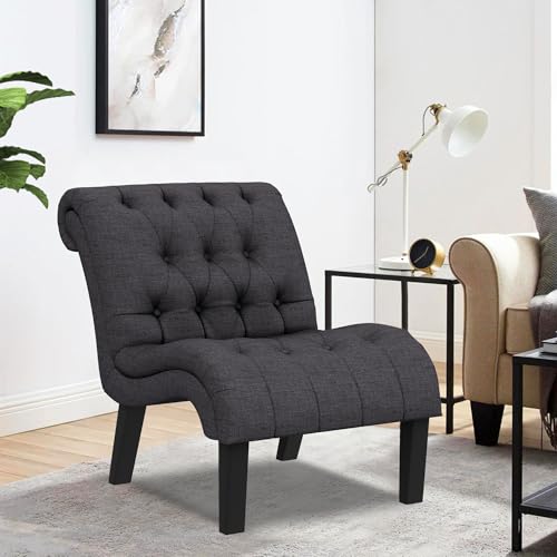 HAOBO Home Accent Chair Button Tufted Slipper Chair Armless Side Chair for Living Room Dining Room Bedroom Funiture