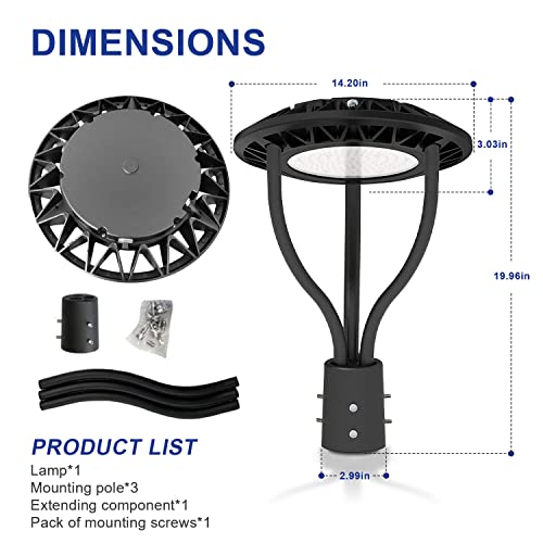 2Pack Led Post Top Light With Photocell Dusk To Dawn,3Cct 3000K-4000K-5000K,20W-30W-40W-60W Power,Tunable Led Circular Street Area Pole Light, For Courtyard Garden Street Lighting Ip65 Dlc&Etl Listed #TOP6