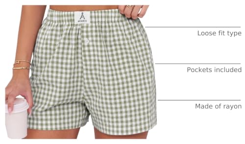 Image of ANRABESS Boxer Shorts for Women Gingham Pajama 2026 Summer Casual Lounge Sleep Plaid Shorts Y2K Beach Bottoms