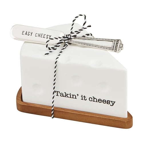 Mud Pie Cheese Cloche Set Dish x Spreader Juego de Campana de Queso figural Plato de 3 1/2 x 5 esparcidor de 5 1/2 Pulgadas, DOLOMITA, Blanco