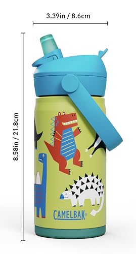CamelBak Thrive Flip Straw Kids Botella Térmica Infantil Acero Inoxidable 12 oz Dino Jam miniatura 4