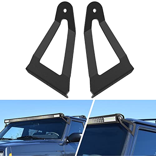 Image of Nilight 2PCS 50 inch Curved LED Light Bar Bracket at Upper Windshield Roof Cab for 1984-2001 Jeep Cherokee XJ & 1986-1992 Comanche MJ