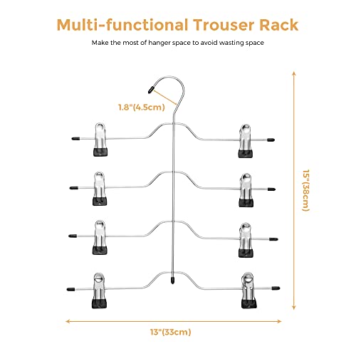 Cozymood Skirt Hanger 4 Tier Shorts Hangers With Clips,3 Pack Space Saving Pants Hangers,Multi Slack Skirt Hanger Metal Trouser Clip Hangers For Slack,Trouser,Jeans,Towels #TOP5