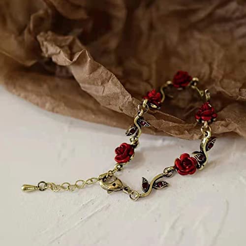 Rose Bracelets for Women Dainty Flower Bracelets for Women Red Bracelets Vintage Jewelry for Women3