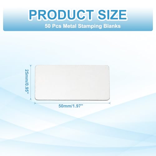 PATIKIL 36Pcs Metal Stamping Blanks, 1.97 x 0.98" Rectangle Stamping Tags Blanks Plate Stainless Steel DIY Name Tags for Laser Engraving Name ID, Silver by PATIKIL - Image 2