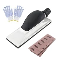 ROSYLEVE Handschleifer mit Absaugung mit Handschuhe,200 * 70mm Inkl 5 Stück Netz-Schleifstreifen Kit Schleifklotz Werkzeug Handschleifer Für Holz, Spachtel, Lack, Kunststoff & Metall