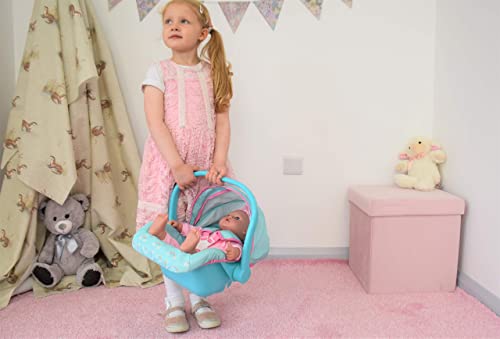 KOOKAMUNGA KIDS Baby Doll Car Seat and Carrier - Adjustable Canopy - Movable Handle - Doll Carseat w/ Safety Harness - Soft Headrest - Doll Carrier - Car Seat For Baby Dolls 18 Inches - Blue Rainbow - Thumbnail 6