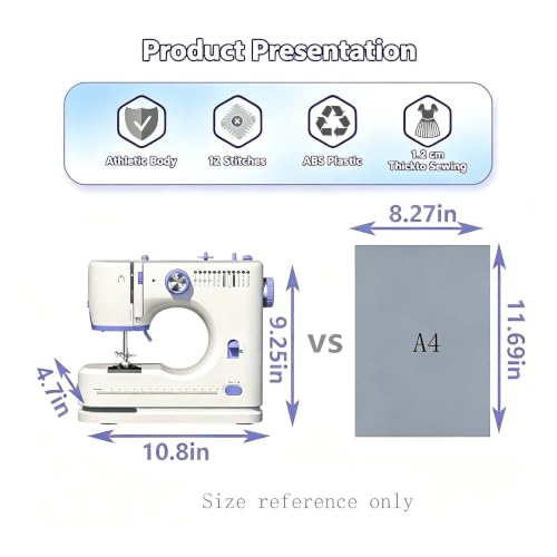 Image of Stoigeld Sewing Machine for Beginners with 20Pcs Fabric & 32Pcs Sewing Threads Kit,Portable Sewing Machine with 12 Built-in Stitches & 2 Speed(High-Low Speeds)-SM-725