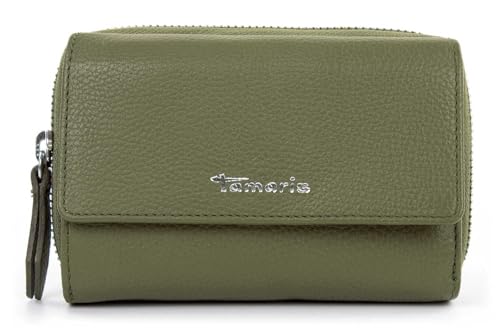 Porte-monnaie Amanda Tamaris cuir zippé portefeuille compact femme kaki