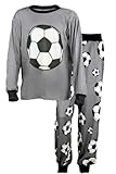 T&R Industrees Langer Schlafanzug für große Kinder | Langarm Pyjama – Fußball Design | 164-176