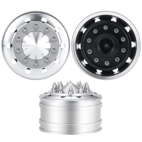 2pcs Metal Front Wheel Rims Bearing Hubs for Tamiya 1/14 Trailer Tractor Truck Climbing RC Upgrade Parts by AXSPEED - Image 4