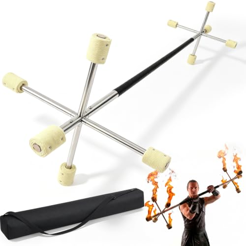 Shimeyao 5 ft Fire Dragon Staff 3 Inches Woven Aramid Fiber Head with Oxford Cloth Storage Bag Fire Dancing Equipment for Festivals & Performances Dancers Circus Artists Performers