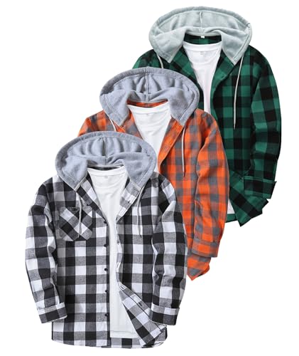 SWISSWELL 3 Pack Men's Flannel Plaid Shirt Casual Long Sleeve But...