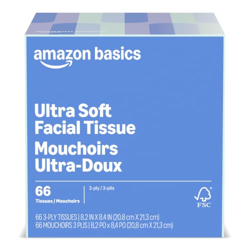 Image of Amazon Basics Ultra 3-Ply Facial Tissue, 66 Count (Pack of 1) (Previously Presto!)