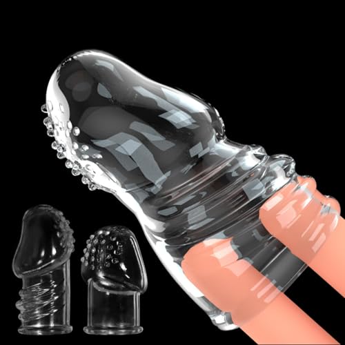 2er Penismanschetten, Eichel Ring Elastischer Penishülle für Penisvergrößerung Sexspielzeug für Männer, Penis Sleeve Erbessern Ausdauer &Sensibilität