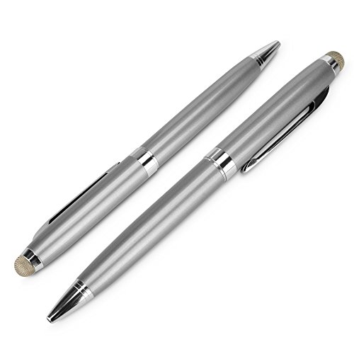 Stylus Pen for iPad Air (Stylus Pen by BoxWave) - EverTouch Meritus Capacitive Styra, Capacitive Stylus with Rollerball Pen for iPad Air, Apple iPad Air - Metallic Silver