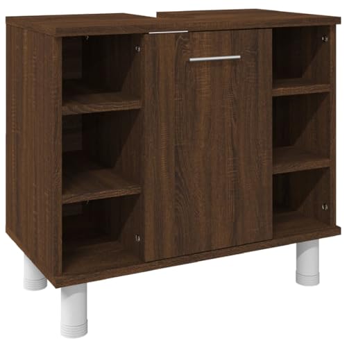 Juego de muebles de baño de roble marrón con tres módulos organizadores 7