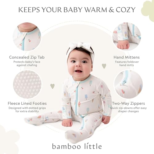Image of Bamboo Little Soft Baby Footie Pajamas, Baby Clothes, Newborn Sleepers, 95% Viscose and 5% Spandex, 0-24 Months