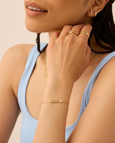 PAVOI 14K Gold Plated Mom Bracelet for Women | Dainty Bracelet Gift for Moms with Cubic Zirconia Accent3